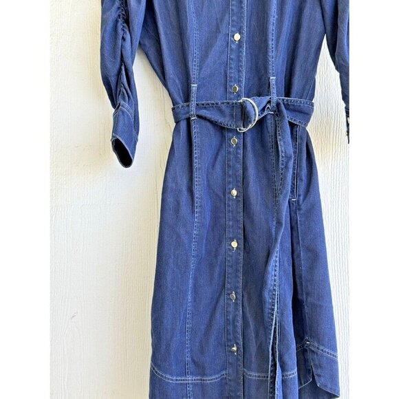 White House Black Market Womens 4 Denim Button Closure Dress cowgirl western - Picture 6 of 14